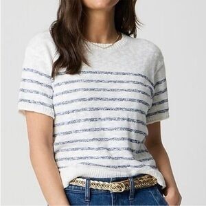 NWT J.Crew Factory Striped Short-Sleeve Relaxed Beach Sweater Blue White Size L